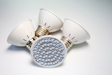 AC LED lamp on white board background.