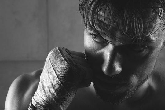 Fighter defening hs face