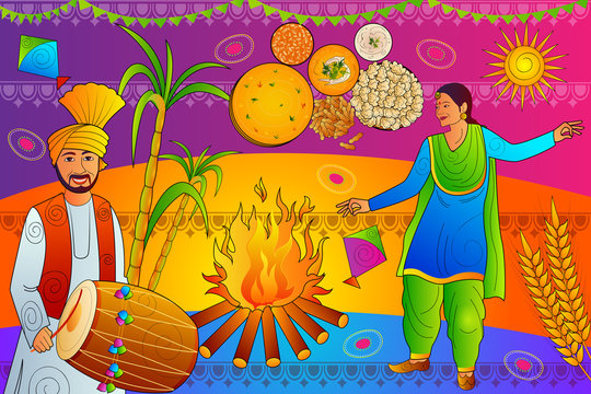 Happy Lohri Punjab Festival Celebration Background