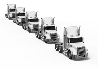 Trucks Fleet concept / 3D render image representing a fleet of trucks 