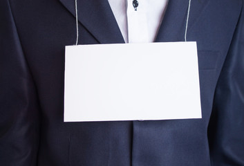 blank signboard and businessman