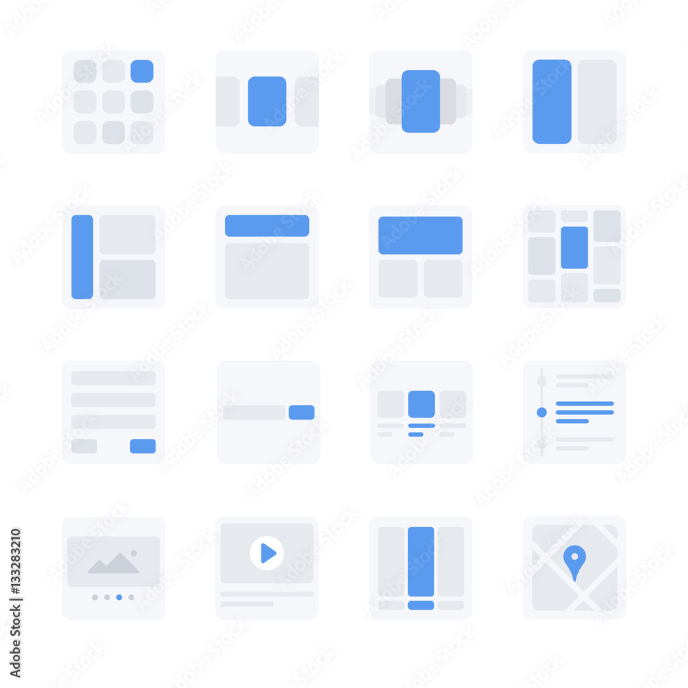 Wall mural ux and ui icons set 2: user interface display and layout