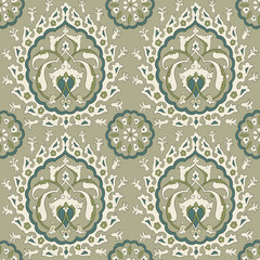 Traditional Arabic seamless ornament.  Floral pattern for your design.  Iznik. Vector. Background.