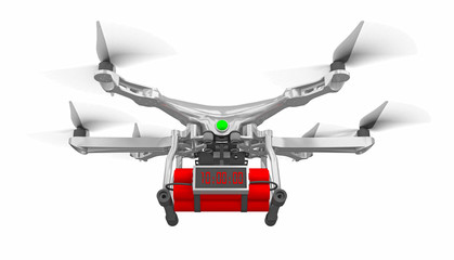 drone with time bomb 3d rendering