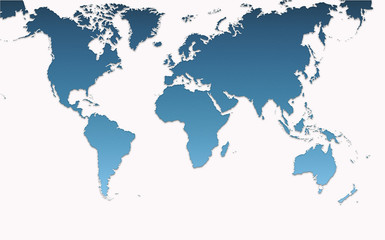 Fototapeta na wymiar World map in blue sea color