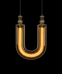 Alphabet U made of light bulb. 3D illustration © Es sarawuth