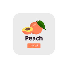 peach calories. Peach icon in flat style.
