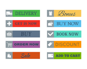 Shop buttons vector set.