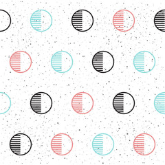 Circle seamless background. Black, blue and pink.
