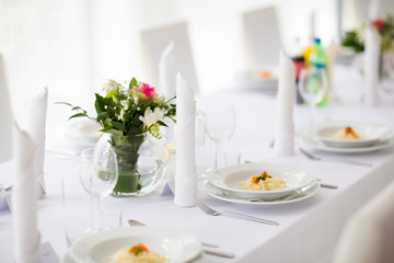 Beautiful wedding reception table decoration