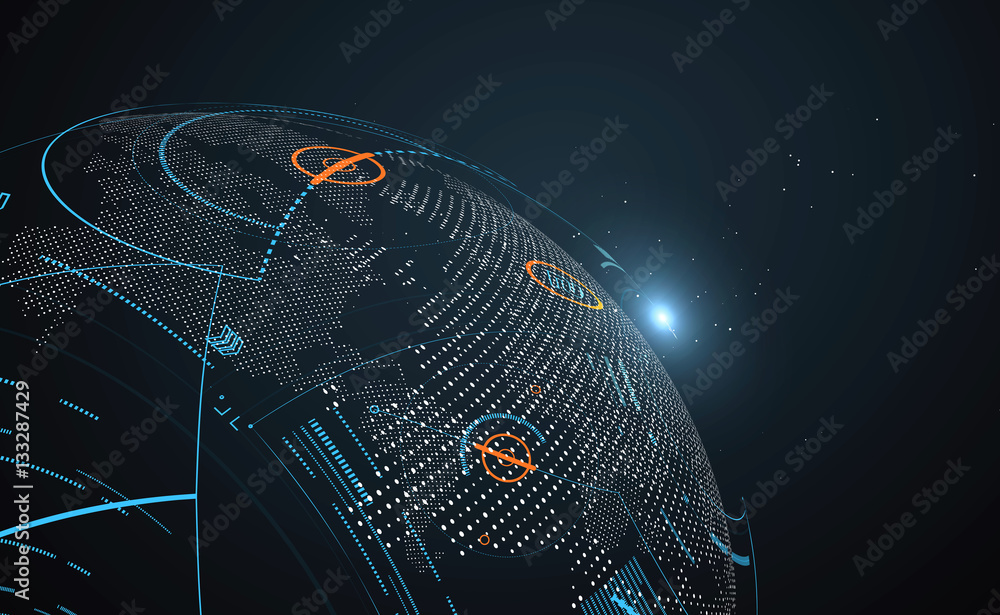 Poster futuristic globalization interface, a sense of science and technology abstract graphics.