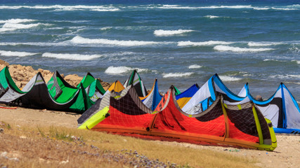 Colorful kites for kitesurfing