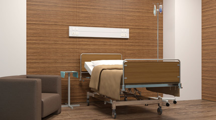 Hospital ward. Interior room in the hospital. 3D rendering