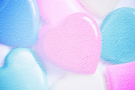 Double exposer of colorful hearts with paper texture for valenti