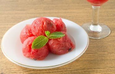 Delicious Fresh Red Watermelons on A Plate