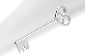 The 3D illustration a silver key.