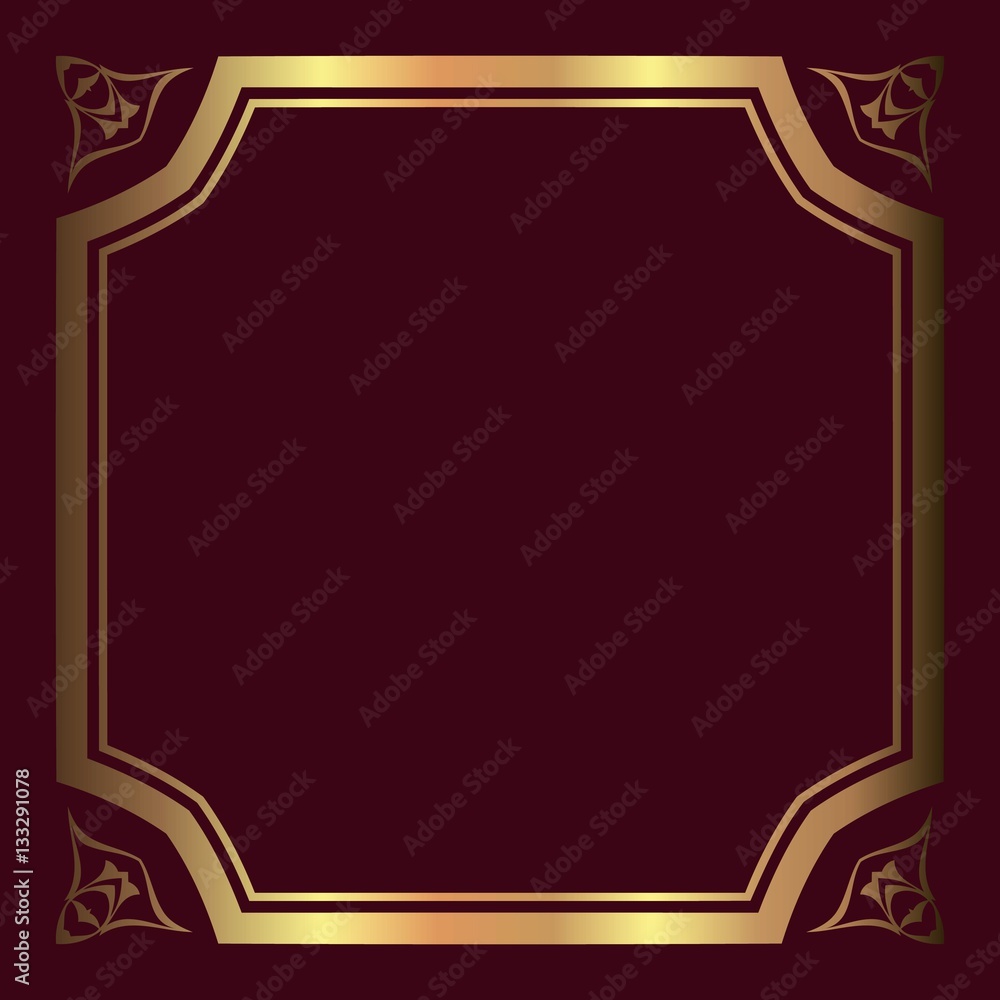 Aufkleber decorative frame background with a red nameplate gold pattern