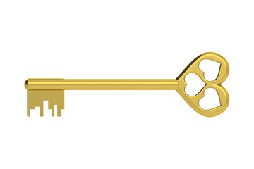 The 3D illustration a golden key.