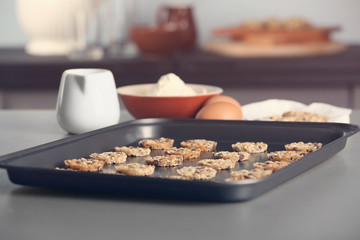 Cereal cookies on baking tray