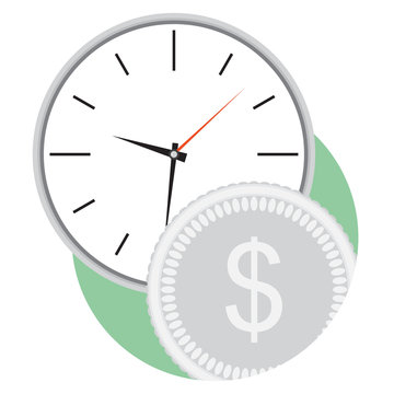 Money and time flat icon vector