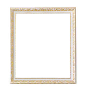 Rectangle wooden frame. Gold museum frame 