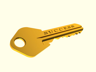 The 3D illustration a golden key for success, opens access to success.