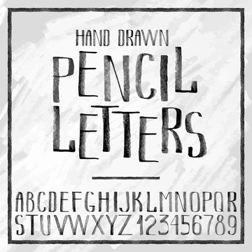 Pencil hand drawn alphabet