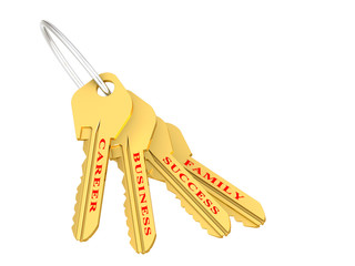 The 3D illustration a golden key for success, opens access to success.