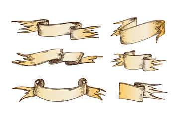 Hand drawn ribbons vector illustration.