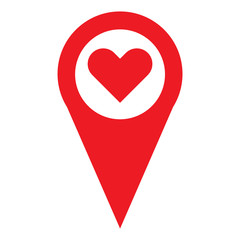 Karten Marker mit Herz groß mit Kreis - rot