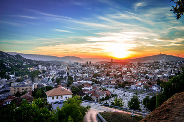 Fototapeta na wymiar Beautiful sunset in Sarajevo - Bosnia and Herzegovina