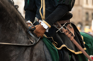 The medieval knights with sword, in Florence