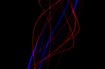 abstract, red and blue lines on a black background