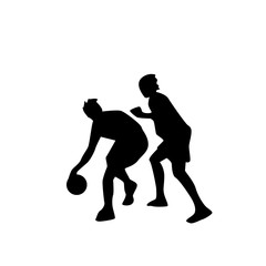 Fototapeta na wymiar Basketball Player Sportsman Sport Competition Black Silhouette Man Flat Vector Illustration