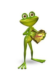 3D Illustration Frog with a Heart of Gold