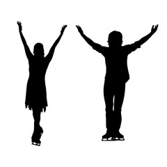 Figure skating couple, vector silhouettes. Man and woman