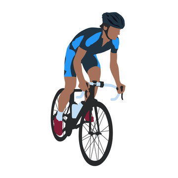 Road cyclist in blue jersey, isolated vector illustration