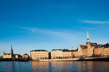 Naklejka premium Skyline and cityscape of Stockholm, capital of Sweden.