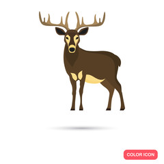 Forest deer color flat icon for web and mobile design