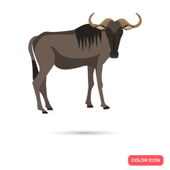 Wildebeest color flat icon for web and mobile design