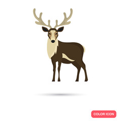 Reindeer color flat icon for web and mobile design