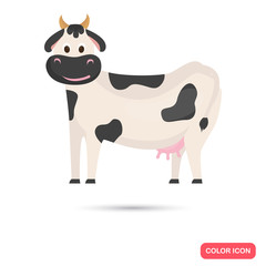 Cow color flat icon for web and mobile design