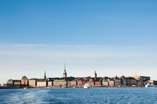 Skyline and cityscape of Stockholm, capital of Sweden.