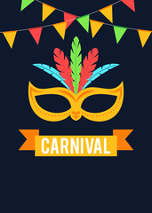 Carnival mask with buntings flyer design