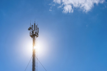 Satellite communications, cellular tower