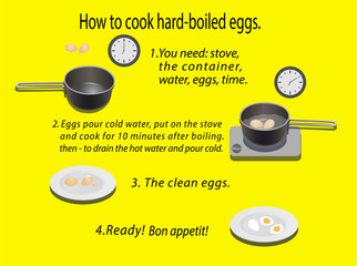 infographics, how to cook hard-boiled eggs