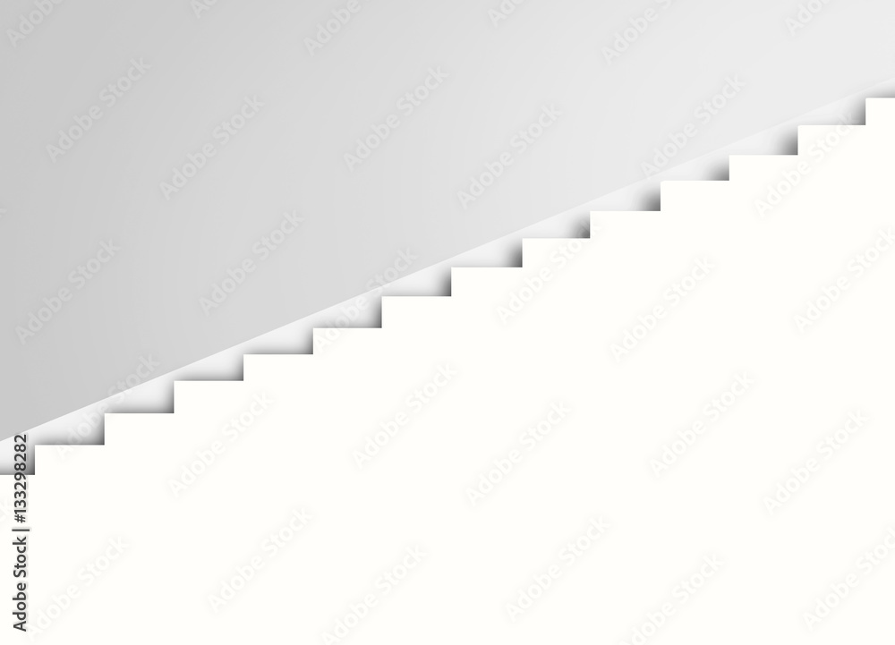 Wall mural white stairs on the wall, abstract architecture, 3d interior bac