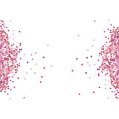 Pink confetti in white background with text place