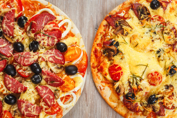 Two big hot and tasty pizzas