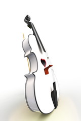 3D illustration of a Violin, musical instrument style for Valentine's day cards with a heart.
